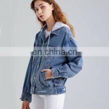 Factory Stock Lot Women Denim Jacket Good Quality Jean Jackets Hooded Ladies Fashion Tops thumbnail-4