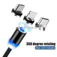 360 Degree Auto Connect Rotation Charging USB Magnet Braided Round Magnetic Cable thumbnail-2