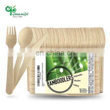 100% Organizer Bamboo Style Forks Spoons Knives Cutlery Set Luxury Compostable Disposable Utensils thumbnail-1