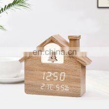 House Styling LED Light Christmas Home Decorate Temperature Humidity Display LED Alarm Clock WIth Voice Control thumbnail-2