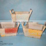 Unique Antique Yellow/Red Wooden Hand Made Flower Pot/Planter Beautiful Garden Flower Pot thumbnail-1