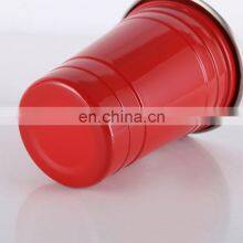 Brand New Logo Drinking Metal 16oz Party Red Custom Reusable Stainless Steel Beer Pong Cups thumbnail-3