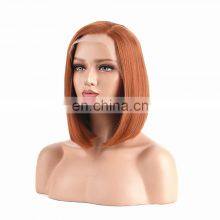 Short Bob Wigs L Part Lace Front Wigs with Baby Hair Heat Resistant Synthetic Wigs For Black Women Half Hand Tied 130% Density O