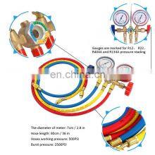 CT-536 B Brass Manifold Gauge Set HVAC Refrigeration System Auto Air Conditioner AC Charging R134A R22 R12 ac Charging Hose thumbnail-5