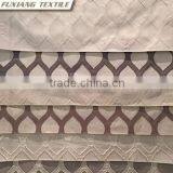 100% Polyester Faux Linen Geometric Embroidered Window Curtain Fabric thumbnail-1