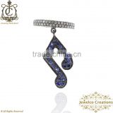 925 Silver Diamond Pave Ring Designer Music Ring, Handmade Fashion , Musical Charm, Pave Gemstone Ring Jewelry