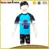 Multi-printing 2pcs set short sleeve cartoon boy swimsuit swimwear children with hat