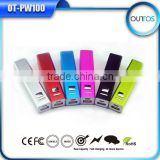 Flexible mini usb aluminium lipstick power bank 2600mah for smartphones