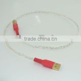 1m Silver plated USB cable with Gold Plated USB Connector DIY Silver USB cable
