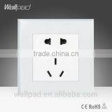 2015 China New Products Wallpad Luxury White Crystal Glass 5 Pin Outlet Plug Power Charger Wall Light Electric Switch Socket