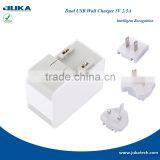Dual-Port USB Travel Wall Charger 5V 2.4A for IPhone IPad IPod, Samsung Galaxy, Cell Phones, Tablets thumbnail-1