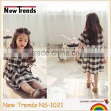 Cute 90-130 little girls black& white red & white two colors checked cotton dress for summer