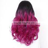 Ombre Red Synthetic Lace Front Wigs Ombre Curly Lace Wigs for African American thumbnail-3