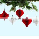 Vintage Christmas Red and White Paper Honeycomb Bauble Hanging Decoration thumbnail-5