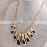 Women Charming Black Water Drop Pendant Necklace Gold Plated Crystal Necklace thumbnail-4