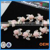 Newest Pink Roses Decorative Rhinestone Chain Trim thumbnail-6