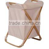 Simple Foldable Cheap Bamboo Laundry Basket With Cotton Liner