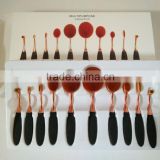 2016 Hot sale Makeup Brushes 10 Pcs Toothbrush Style Makeup Brush Set Rose Gold Oval Cosmetic Makeup set