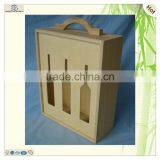 Unfinished Hinge 3 Bottles Wooden Wine Gift Box thumbnail-2