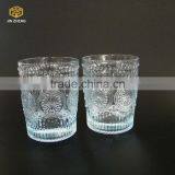 High Quality Embossed Wathet Blue Glass Candle Holder Wholesale