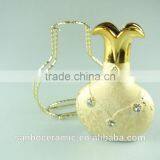 Wholesale Ceramic Craft, Electroplated Gold Ceramic Vase With Iron Stand thumbnail-4