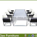 Wicker Dining Room Furniture Modern Glass Dining Table and Chair for Events thumbnail-1