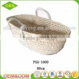 Wholesale Hand Woven Nature Soft Straw Maize Undress Carry Baby Sleeping Mose Basket thumbnail-1