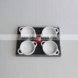 4pcs White Color Round Mini Ceramic Tapas Set thumbnail-1