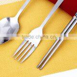 3 Pcs Tableware Stainless Steel Dinnerware Set of Chopsticks, Spoon and Fork With the Bag thumbnail-6