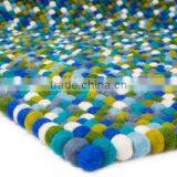 High Quality Nepali Handmade Multicolor Rectangular Felt Ball Rug thumbnail-1