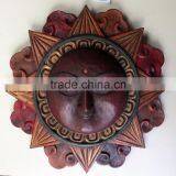 Hand Crafted Wooden Mask of Sleeping Sun Wall Hanging Made In Nepal thumbnail-2