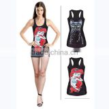 Custom sublimation printed womens tank tops workout with running dry fit fabric