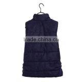 Factory Women Fashion Comfortable Winter Spring Sleeveless Asymmetrical Front Short Back Long Blue Jacket thumbnail-3