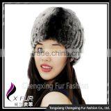 CX-C-240B Handknitted Womens Fashion Rex Rabbit Fur Hats and Caps thumbnail-1