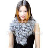 CX-A-50 Ladies Fashion Scarf 2017 Women Silver Fox Fur Collar For Winter Coat thumbnail-1