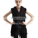 CX-G-B-20A New Hand Knitted Funny Fashion Women Gilet Rabbit Fur Costume thumbnail-3