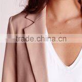 MGOO Foshan Manufacturer Custom Women Blazer Supplier Longline Blazers Oversized Loose Style No Buttons Jackets thumbnail-6