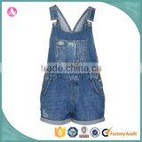 Wholesale OEM Girl Denim Dungarees Blue Playsuit Jumpsuit Jeans Women thumbnail-1