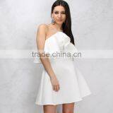 Halter Neck Women's Frill Skater Dress 2018 White Falbala Short Prom Dresses thumbnail-2