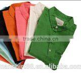 Men's Washed Colorful Linen/cotton Square Collar Short Sleeves Shirt thumbnail-1