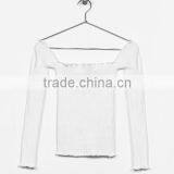 Wholesale Fully Fashioned Acylic Stylish Long Sleeve off the Shoulder Tight Sweater for Women thumbnail-5