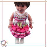new design wholesale cheap price lace trip suffles rose puffy girls doll dress
