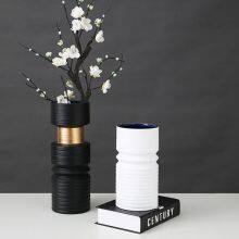 Thread Drawing Gold And Black White New Chinese Ceramic Crafts Vase For Office thumbnail-4