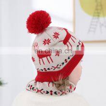 2Pcs/SET Christmas Deer Knitted Baby Hat Circle Scarf Set Winter Warm Beanie Caps Pom Pom Infant Bonnet Cap for Girl Boy 0-3Y thumbnail-3