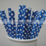 Wholesale Polka Dot Paper Drinking Straws 25pcs Blue
