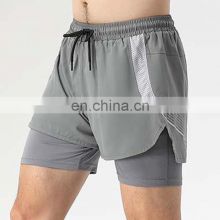 Good Quality Custom Logo Quick Dry Fitness Workout Training Shorts 2 In 1 Drawstring Men Gym Jogging Athletic Active Sports Wear