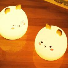 Rabbit Small Soft Silicon LED Night Light for Kids Children Table Lamp Bedroom Light Changing Tap Control Remote Colorful Light thumbnail-5