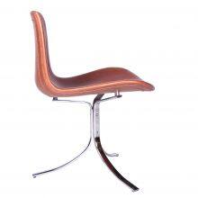 PK9 Chair Poul Kjaerholm 1960 Design, Mid-Century Modern Leather Dining Chair With Polished Stainless Steel Base for Home Hotel thumbnail-2