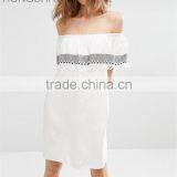 Latest Designs Off The Shoulder Machine Embroidery Tassle Dress HSD2367 thumbnail-1