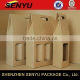 Custom Made Recycle Kraft Paper Wine Gift Box With Handle thumbnail-1
